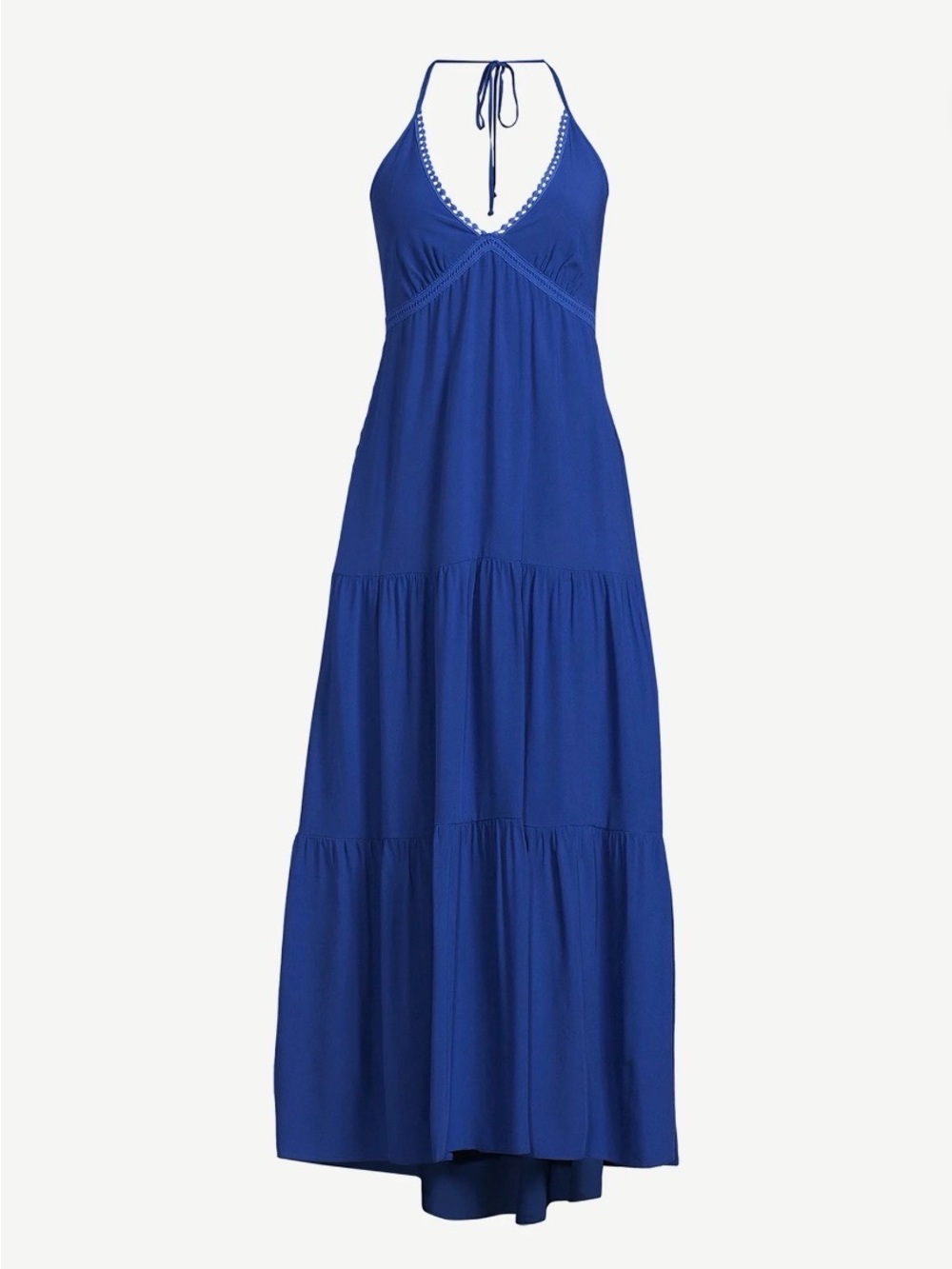sofia by sofia vergara Cobalt Blue Halter Tiered Maxi Dress